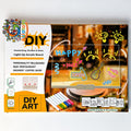 DIY acrylic art board kit packaging by Gulatoys, featuring a clear acrylic board with colorful printed examples of drawings and text, shown on a white background.